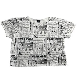Attitude Not Included XL Juniors Kawaii Manga Cartoon Crop Top Good Vibes Egirl
